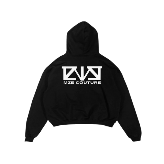 HOODIE BOX LOGO 1 of 1 BLACK - MZE COUTURE
