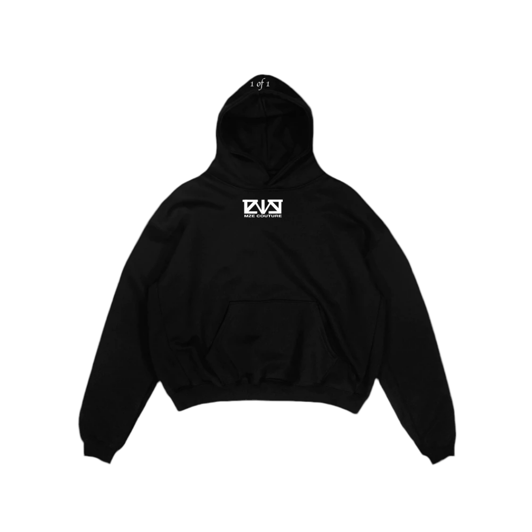 HOODIE BOX LOGO 1 of 1 BLACK - MZE COUTURE 