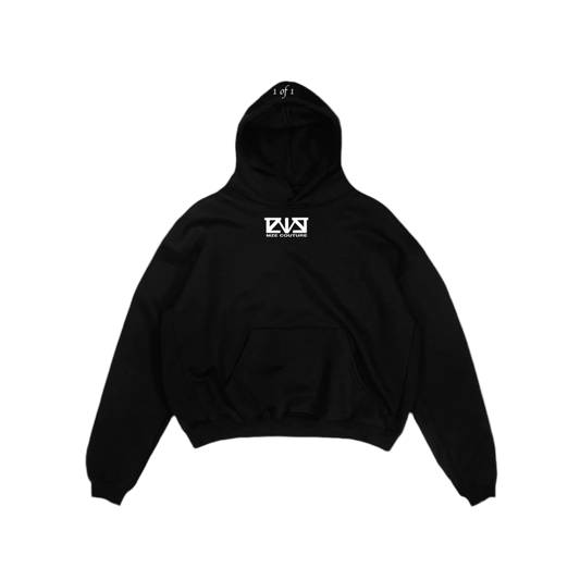 HOODIE BOX LOGO 1 of 1 BLACK - MZE COUTURE 